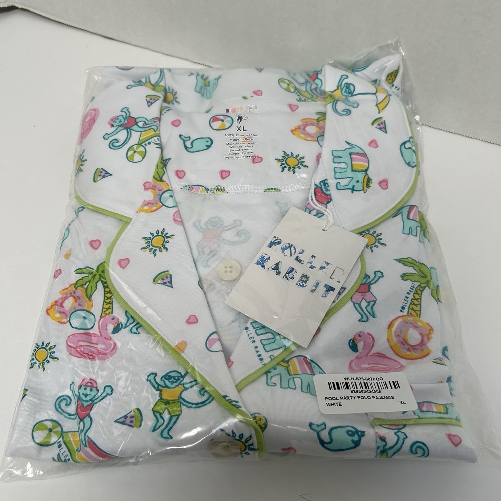 Roller Rabbit NWT Pool Party Polo Pajamas Short Sz XL Sold Out Limited Edition‎